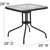 image:imageFlash Furniture Lila 3Piece 28 Square IndoorOutdoor Patio Table and Chairs Set Glass Metal Bistro Table and 2 Stacking Rattan Chairs BrownClearBlack