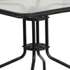 image:imageFlash Furniture Lila 3Piece 28 Square IndoorOutdoor Patio Table and Chairs Set Glass Metal Bistro Table and 2 Stacking Rattan Chairs BrownClearBlack