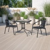 image:imageFlash Furniture Lila 3Piece 28 Square IndoorOutdoor Patio Table and Chairs Set Glass Metal Bistro Table and 2 Stacking Rattan Chairs BrownClearBlack