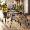 image:imageFlash Furniture Lila 3Piece 28 Square IndoorOutdoor Patio Table and Chairs Set Glass Metal Bistro Table and 2 Stacking Rattan Chairs BrownClearDark Brown