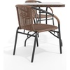 image:imageFlash Furniture Lila 3Piece 28 Square IndoorOutdoor Patio Table and Chairs Set Glass Metal Bistro Table and 2 Stacking Rattan Chairs BrownClearDark Brown