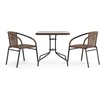 image:imageFlash Furniture Lila 3Piece 28 Square IndoorOutdoor Patio Table and Chairs Set Glass Metal Bistro Table and 2 Stacking Rattan Chairs BrownClearDark Brown