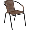 image:imageFlash Furniture Lila 3Piece 28 Square IndoorOutdoor Patio Table and Chairs Set Glass Metal Bistro Table and 2 Stacking Rattan Chairs BrownClearDark Brown