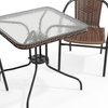 image:imageFlash Furniture Lila 3Piece 28 Square IndoorOutdoor Patio Table and Chairs Set Glass Metal Bistro Table and 2 Stacking Rattan Chairs BrownClearDark Brown