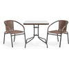 image:imageFlash Furniture Lila 3Piece 28 Square IndoorOutdoor Patio Table and Chairs Set Glass Metal Bistro Table and 2 Stacking Rattan Chairs BrownClearDark Brown