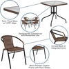 image:imageFlash Furniture Lila 3Piece 28 Square IndoorOutdoor Patio Table and Chairs Set Glass Metal Bistro Table and 2 Stacking Rattan Chairs BrownClearDark Brown