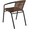image:imageFlash Furniture Lila 3Piece 28 Square IndoorOutdoor Patio Table and Chairs Set Glass Metal Bistro Table and 2 Stacking Rattan Chairs BrownClearDark Brown