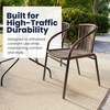 image:imageFlash Furniture Lila 3Piece 28 Square IndoorOutdoor Patio Table and Chairs Set Glass Metal Bistro Table and 2 Stacking Rattan Chairs BrownClearDark Brown