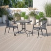 image:imageFlash Furniture Lila 3Piece 28 Square IndoorOutdoor Patio Table and Chairs Set Glass Metal Bistro Table and 2 Stacking Rattan Chairs BrownClearGray