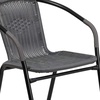 image:imageFlash Furniture Lila 3Piece 28 Square IndoorOutdoor Patio Table and Chairs Set Glass Metal Bistro Table and 2 Stacking Rattan Chairs BrownClearGray