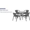 image:imageFlash Furniture Lila 3Piece 28 Square IndoorOutdoor Patio Table and Chairs Set Glass Metal Bistro Table and 2 Stacking Rattan Chairs BrownClearGray