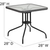 image:imageFlash Furniture Lila 3Piece 28 Square IndoorOutdoor Patio Table and Chairs Set Glass Metal Bistro Table and 2 Stacking Rattan Chairs BrownClearGray