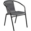 image:imageFlash Furniture Lila 3Piece 28 Square IndoorOutdoor Patio Table and Chairs Set Glass Metal Bistro Table and 2 Stacking Rattan Chairs BrownClearGray