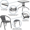 image:imageFlash Furniture Lila 3Piece 28 Square IndoorOutdoor Patio Table and Chairs Set Glass Metal Bistro Table and 2 Stacking Rattan Chairs BrownClearGray