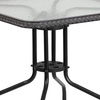 image:imageFlash Furniture Lila 3Piece 28 Square IndoorOutdoor Patio Table and Chairs Set Glass Metal Bistro Table and 2 Stacking Rattan Chairs BrownClearGray