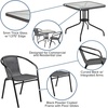 image:imageFlash Furniture Lila 3Piece 28 Square IndoorOutdoor Patio Table and Chairs Set Glass Metal Bistro Table and 2 Stacking Rattan Chairs BrownClearGray