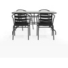 image:imageFlash Furniture Lila 7Piece Glass Patio Table and Chairs Set Outdoor Patio Dining Set with Rectangular Table and 6 Slat Back Patio Chairs Black5 Piece Set