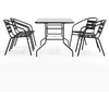 image:imageFlash Furniture Lila 7Piece Glass Patio Table and Chairs Set Outdoor Patio Dining Set with Rectangular Table and 6 Slat Back Patio Chairs Black5 Piece Set