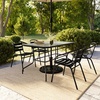 image:imageFlash Furniture Lila 7Piece Glass Patio Table and Chairs Set Outdoor Patio Dining Set with Rectangular Table and 6 Slat Back Patio Chairs Black5 Piece Set