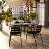 image:imageFlash Furniture Lila 7Piece Glass Patio Table and Chairs Set Outdoor Patio Dining Set with Rectangular Table and 6 Slat Back Patio Chairs Black5 Piece Set
