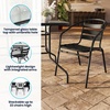 image:imageFlash Furniture Lila 7Piece Glass Patio Table and Chairs Set Outdoor Patio Dining Set with Rectangular Table and 6 Slat Back Patio Chairs Black5 Piece Set