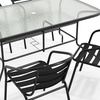 image:imageFlash Furniture Lila 7Piece Glass Patio Table and Chairs Set Outdoor Patio Dining Set with Rectangular Table and 6 Slat Back Patio Chairs Black5 Piece Set
