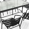 image:imageFlash Furniture Lila 7Piece Glass Patio Table and Chairs Set Outdoor Patio Dining Set with Rectangular Table and 6 Slat Back Patio Chairs Black7 Piece Set