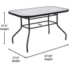 image:imageFlash Furniture Lila Commercial 5Piece Outdoor Dining Set Tempered Glass Patio Table with Umbrella Hole 4 Triple Slat Chairs 47 Black