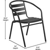 image:imageFlash Furniture Lila Commercial 5Piece Outdoor Dining Set Tempered Glass Patio Table with Umbrella Hole 4 Triple Slat Chairs 47 Black