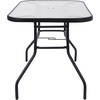image:imageFlash Furniture Lila Commercial 5Piece Outdoor Dining Set Tempered Glass Patio Table with Umbrella Hole 4 Triple Slat Chairs 47 Black