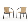 image:imageFlash Furniture Lila Modern Rattan IndoorOutdoor Stackable Dining Chairs Stacking Rattan Bistro Chairs for Patio or Restaurant Set of 4 BrownBeige