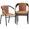 image:imageFlash Furniture Lila Modern Rattan IndoorOutdoor Stackable Dining Chairs Stacking Rattan Bistro Chairs for Patio or Restaurant Set of 4 BrownBeige