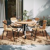 image:imageFlash Furniture Lila Modern Rattan IndoorOutdoor Stackable Dining Chairs Stacking Rattan Bistro Chairs for Patio or Restaurant Set of 4 BrownBeige