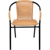 image:imageFlash Furniture Lila Modern Rattan IndoorOutdoor Stackable Dining Chairs Stacking Rattan Bistro Chairs for Patio or Restaurant Set of 4 BrownBeige