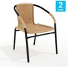 image:imageFlash Furniture Lila Modern Rattan IndoorOutdoor Stackable Dining Chairs Stacking Rattan Bistro Chairs for Patio or Restaurant Set of 4 BrownBeige