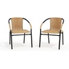 image:imageFlash Furniture Lila Modern Rattan IndoorOutdoor Stackable Dining Chairs Stacking Rattan Bistro Chairs for Patio or Restaurant Set of 4 BrownBeige