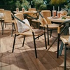 image:imageFlash Furniture Lila Modern Rattan IndoorOutdoor Stackable Dining Chairs Stacking Rattan Bistro Chairs for Patio or Restaurant Set of 4 BrownBeige