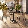 image:imageFlash Furniture Lila Modern Rattan IndoorOutdoor Stackable Dining Chairs Stacking Rattan Bistro Chairs for Patio or Restaurant Set of 4 BrownBeige