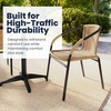 image:imageFlash Furniture Lila Modern Rattan IndoorOutdoor Stackable Dining Chairs Stacking Rattan Bistro Chairs for Patio or Restaurant Set of 4 BrownBeige