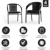 image:imageFlash Furniture Lila Modern Rattan IndoorOutdoor Stackable Dining Chairs Stacking Rattan Bistro Chairs for Patio or Restaurant Set of 4 BrownBlack