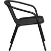 image:imageFlash Furniture Lila Modern Rattan IndoorOutdoor Stackable Dining Chairs Stacking Rattan Bistro Chairs for Patio or Restaurant Set of 4 BrownBlack
