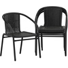 image:imageFlash Furniture Lila Modern Rattan IndoorOutdoor Stackable Dining Chairs Stacking Rattan Bistro Chairs for Patio or Restaurant Set of 4 BrownBlack