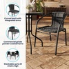 image:imageFlash Furniture Lila Modern Rattan IndoorOutdoor Stackable Dining Chairs Stacking Rattan Bistro Chairs for Patio or Restaurant Set of 4 BrownBlack