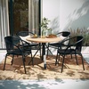 image:imageFlash Furniture Lila Modern Rattan IndoorOutdoor Stackable Dining Chairs Stacking Rattan Bistro Chairs for Patio or Restaurant Set of 4 BrownBlack