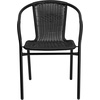 image:imageFlash Furniture Lila Modern Rattan IndoorOutdoor Stackable Dining Chairs Stacking Rattan Bistro Chairs for Patio or Restaurant Set of 4 BrownBlack