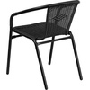image:imageFlash Furniture Lila Modern Rattan IndoorOutdoor Stackable Dining Chairs Stacking Rattan Bistro Chairs for Patio or Restaurant Set of 4 BrownBlack