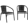image:imageFlash Furniture Lila Modern Rattan IndoorOutdoor Stackable Dining Chairs Stacking Rattan Bistro Chairs for Patio or Restaurant Set of 4 BrownBlack