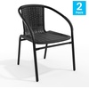 image:imageFlash Furniture Lila Modern Rattan IndoorOutdoor Stackable Dining Chairs Stacking Rattan Bistro Chairs for Patio or Restaurant Set of 4 BrownBlack