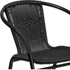 image:imageFlash Furniture Lila Modern Rattan IndoorOutdoor Stackable Dining Chairs Stacking Rattan Bistro Chairs for Patio or Restaurant Set of 4 BrownBlack