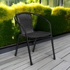 image:imageFlash Furniture Lila Modern Rattan IndoorOutdoor Stackable Dining Chairs Stacking Rattan Bistro Chairs for Patio or Restaurant Set of 4 BrownBlack